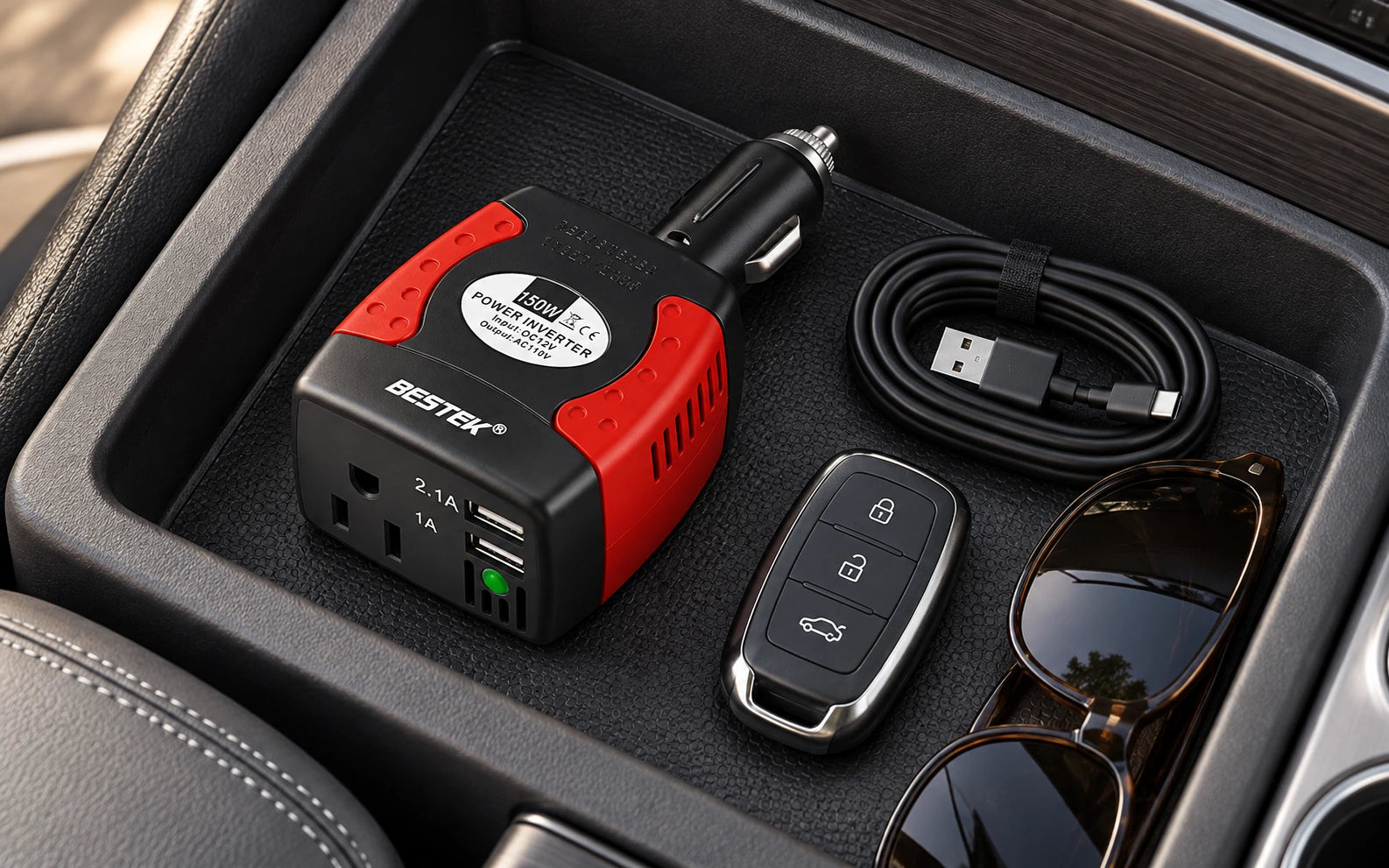 BESTEK 150W Power Inverter with Dual USB Charging Ports final product detail