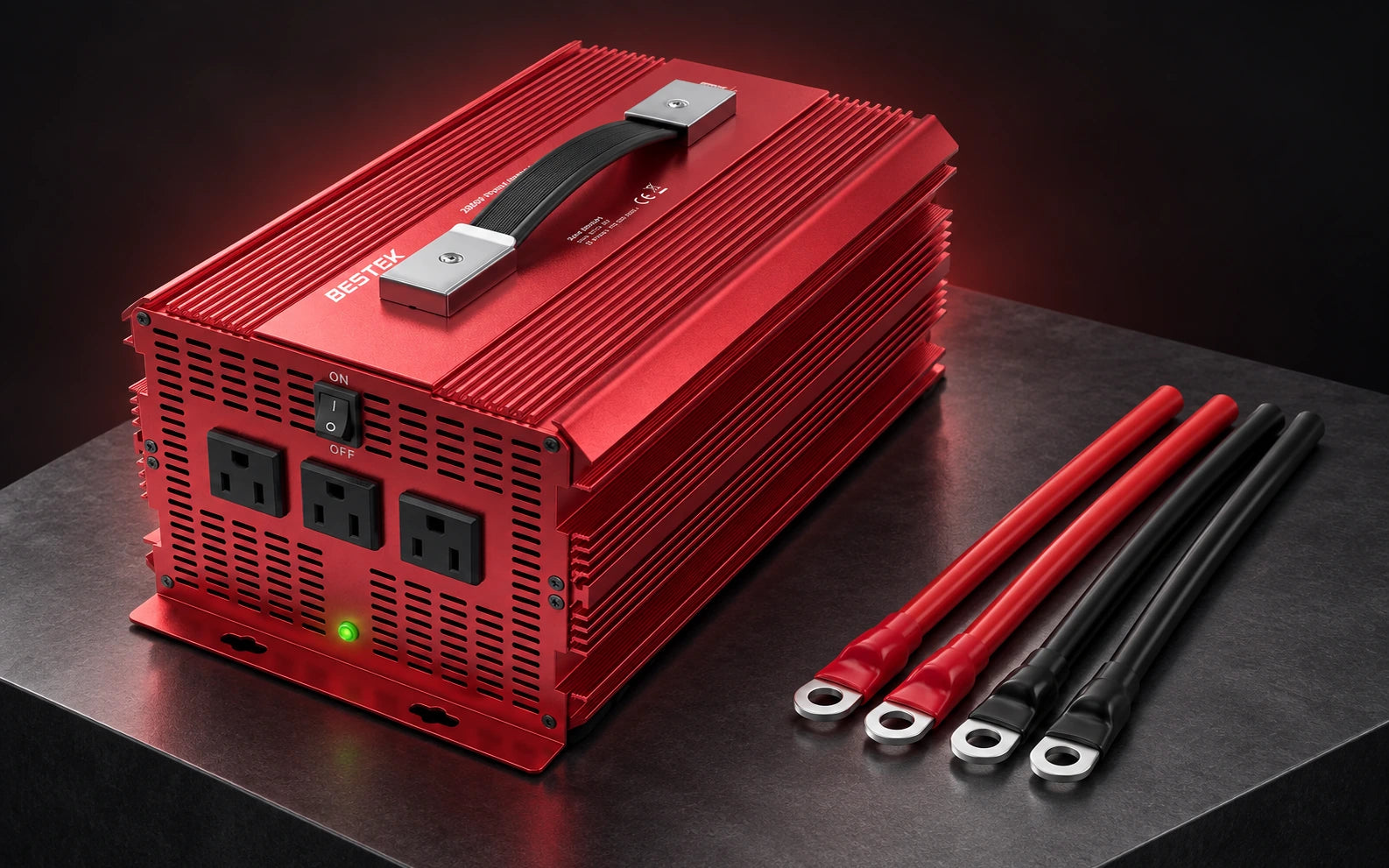 BESTEK 3-Outlet 2000W Power Inverter detail overview