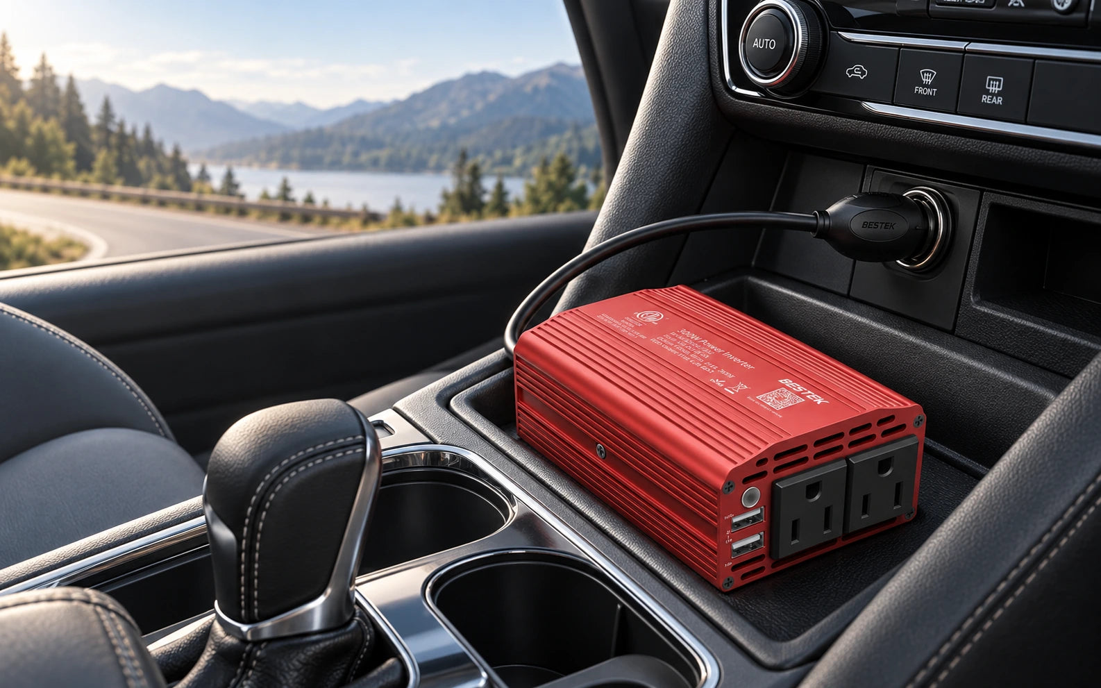 BESTEK 300W Car Power Inverter with 3.1A Dual USB Ports detail overview
