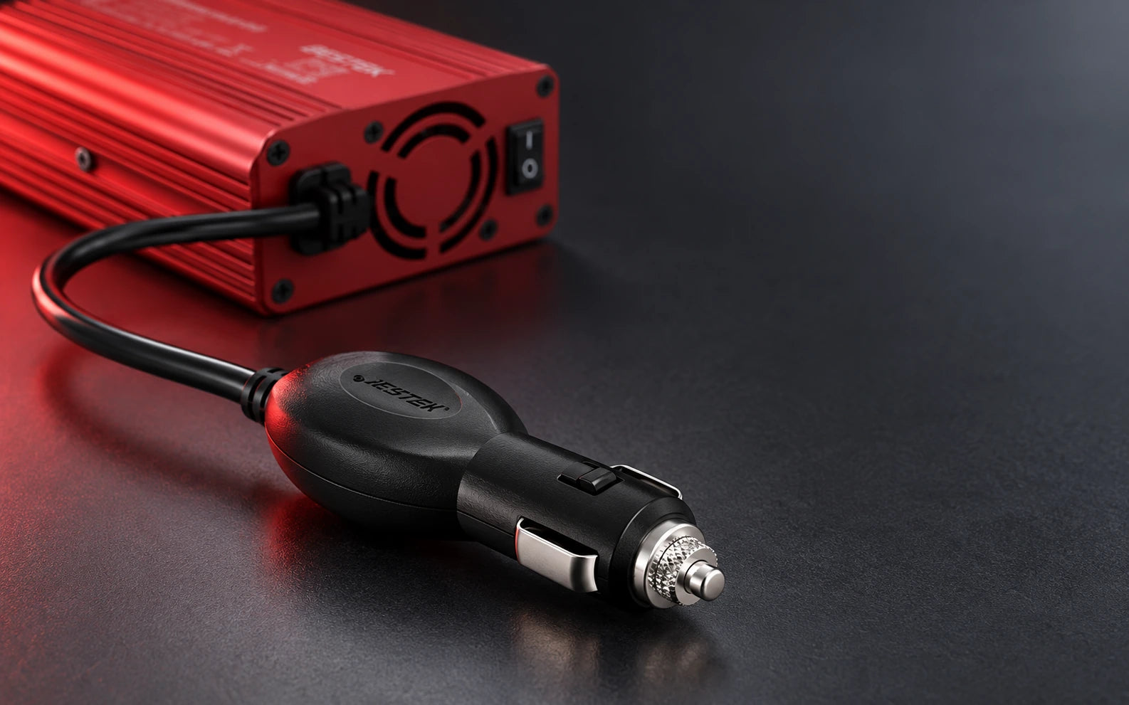 BESTEK 300W Car Power Inverter with 3.1A Dual USB Ports in a second product-specific use setting