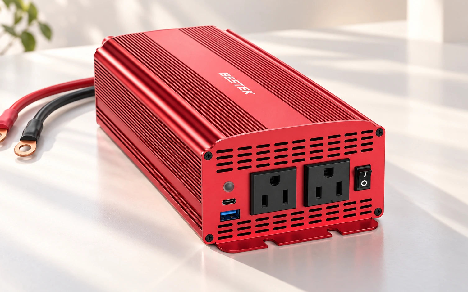 BESTEK 2-Outlet 1000W Car Power Inverter DC 12V to AC 110V with PD 30W USB C and QC 18W detail overview