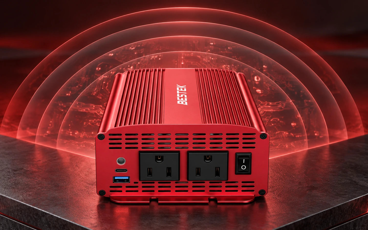 BESTEK 2-Outlet 1000W Car Power Inverter DC 12V to AC 110V with PD 30W USB C and QC 18W construction and protection detail