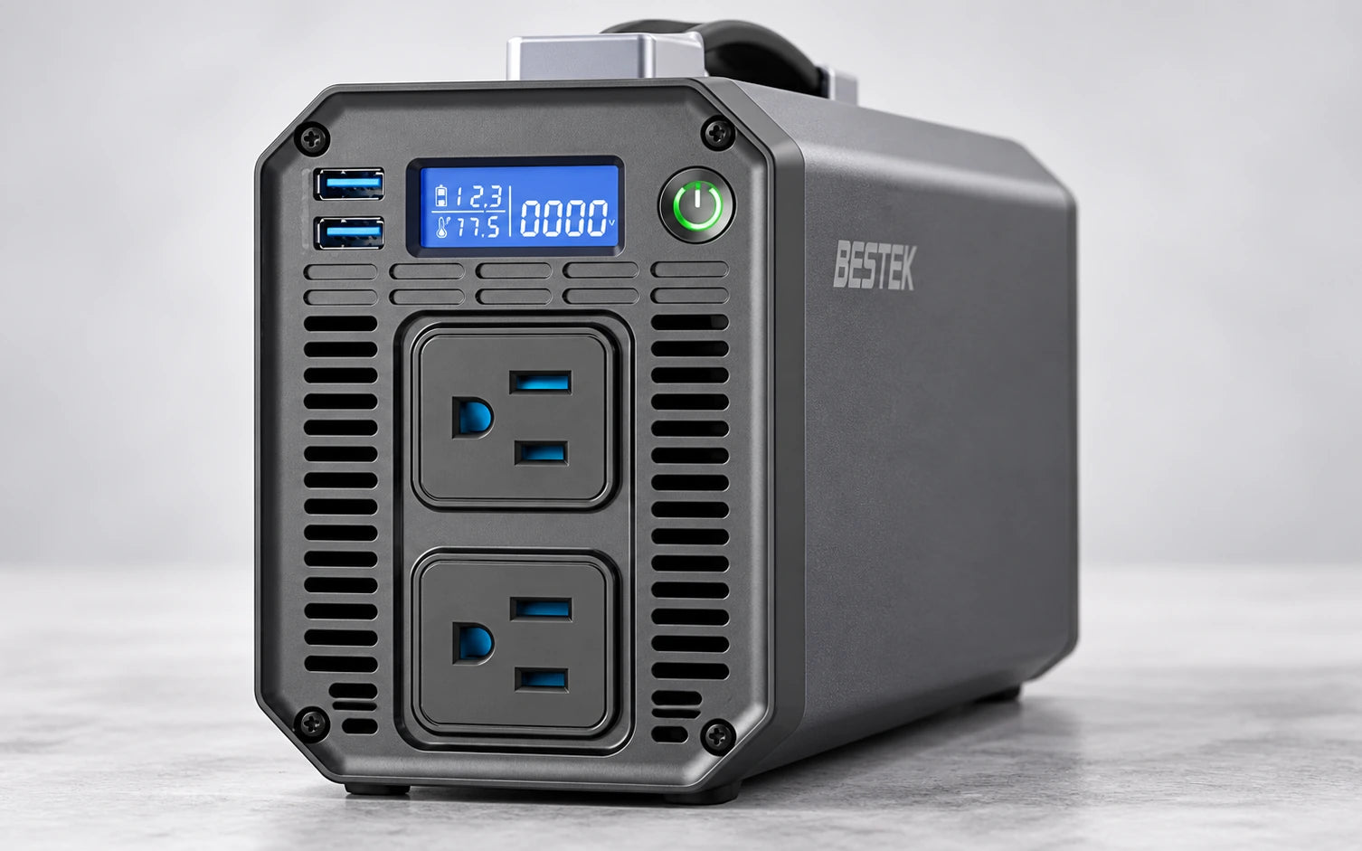 BESTEK DC 12V to 110V AC 1200W Power Inverter controls and connections