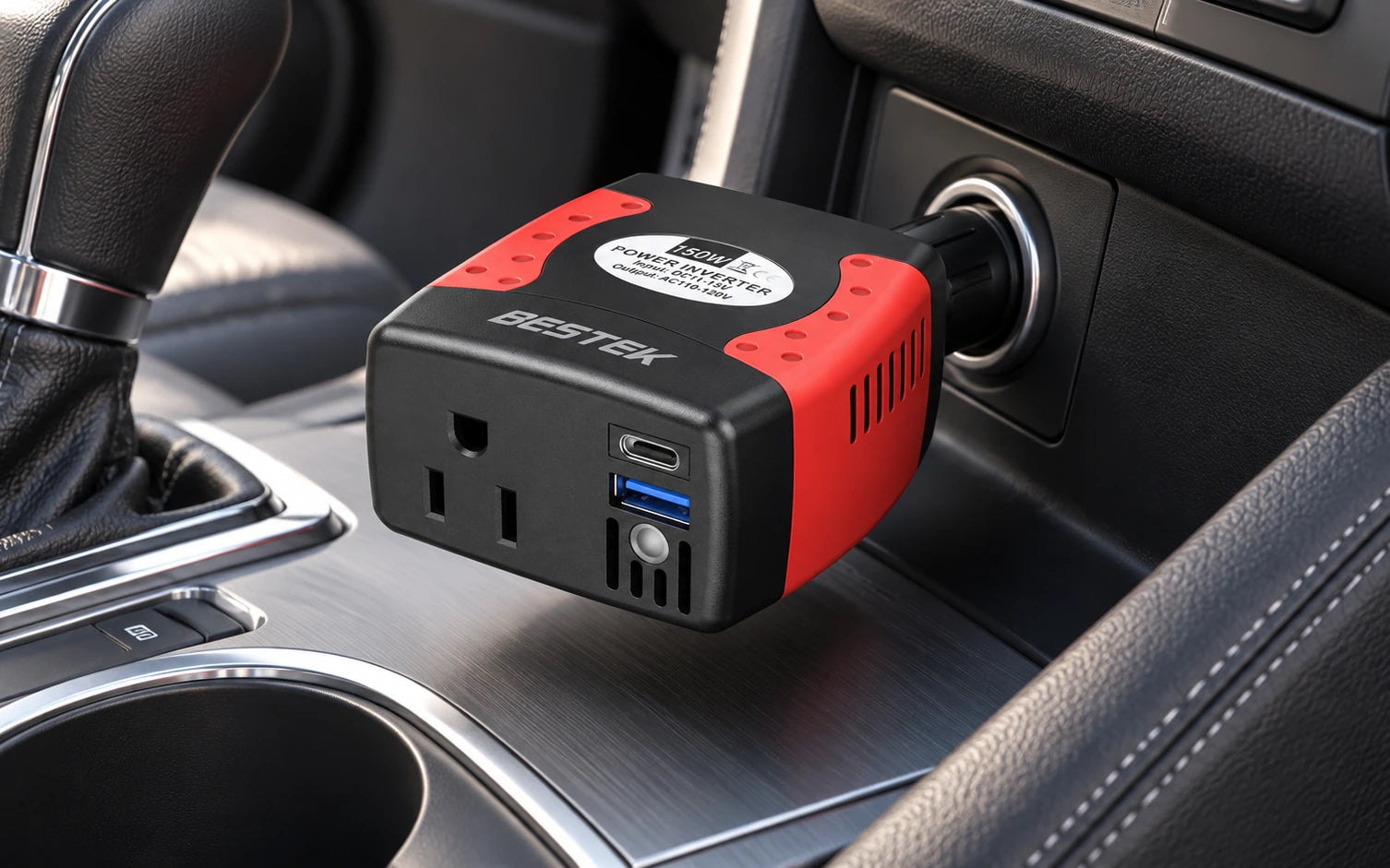 BESTEK 150W Power Inverter 12V to 110V with PD30W QC18W Dual USB Ports construction and protection detail