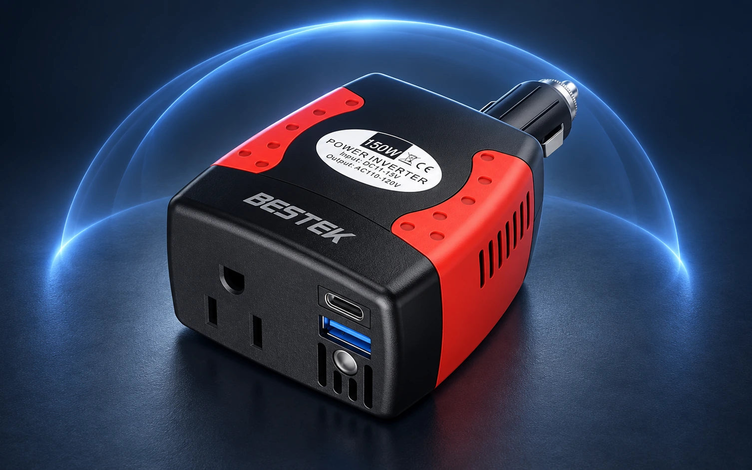 BESTEK 150W Power Inverter 12V to 110V with PD30W QC18W Dual USB Ports final product detail
