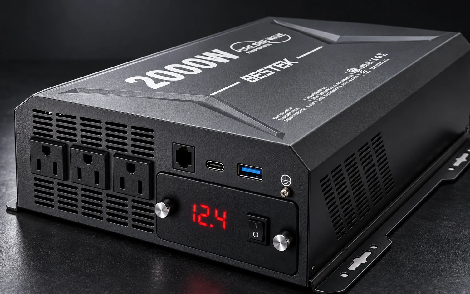 BESTEK 2000W Pure Sine Wave Power Inverter with Remote Control controls and connections
