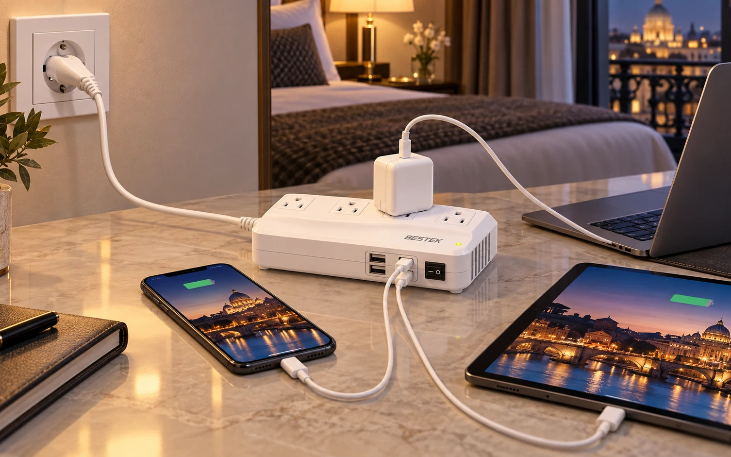 BESTEK 300W Voltage Converter 220V to 110V Power Transformer with 2 USB-C PD 20W Fast Charging Ports final product detail
