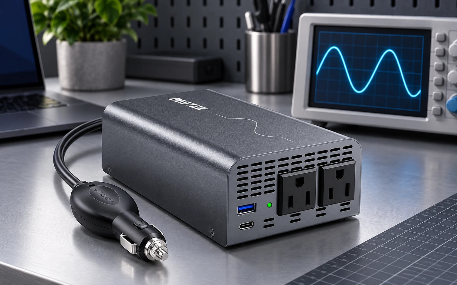 BESTEK 400W Pure Sine Wave Power Inverter DC 12V to AC 110V with PD30W USB-C QC 18W model-specific setup