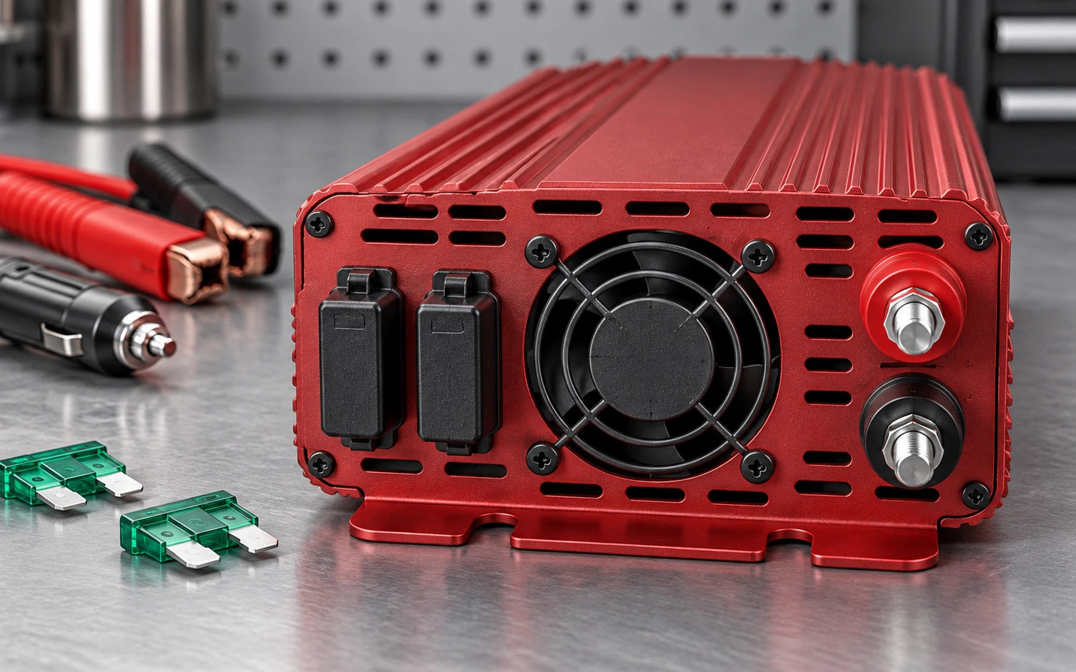 BESTEK 500W Pure Sine Wave Inverter with Dual USB-A construction and protection detail