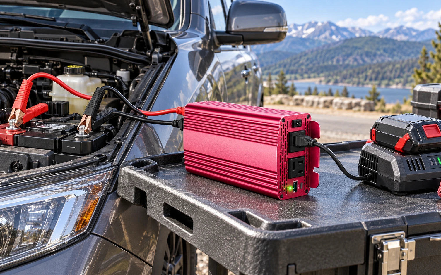 BESTEK 500W Pure Sine Wave Inverter with USB-C PD 30W in a second product-specific use setting