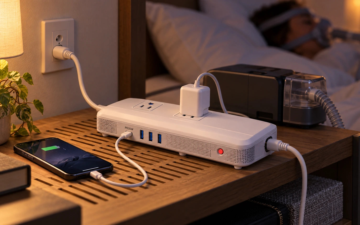 BESTEK 200W Pure Sine Wave Travel Adapter Voltage Converter in a third product-specific use setting