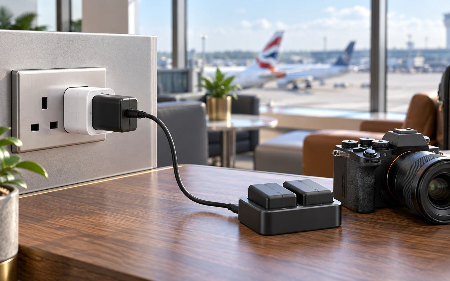 BESTEK 8-Pack Travel Adapter Plug Converter in a second product-specific use setting