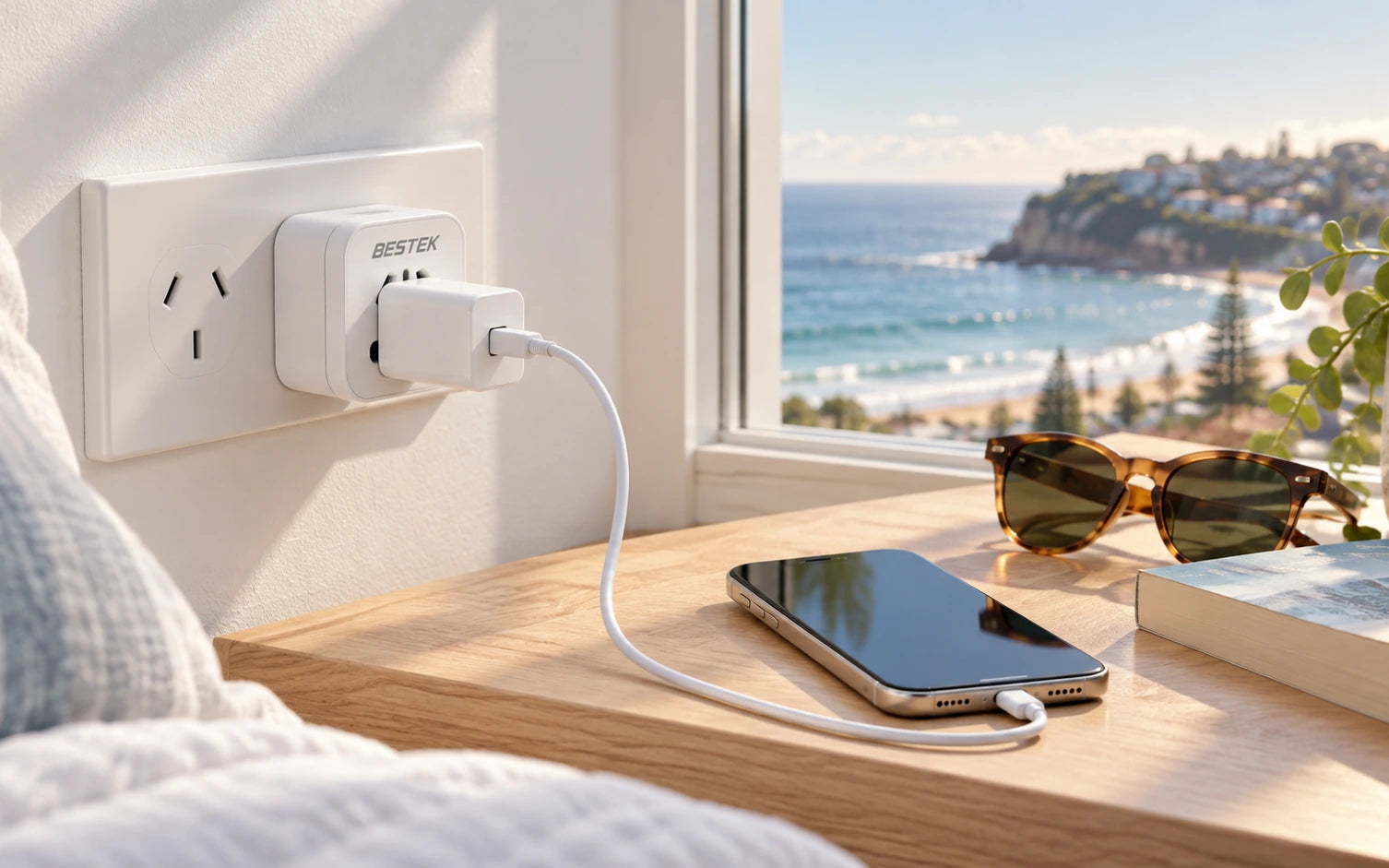 BESTEK 8-Pack Travel Adapter Plug Converter in a third product-specific use setting