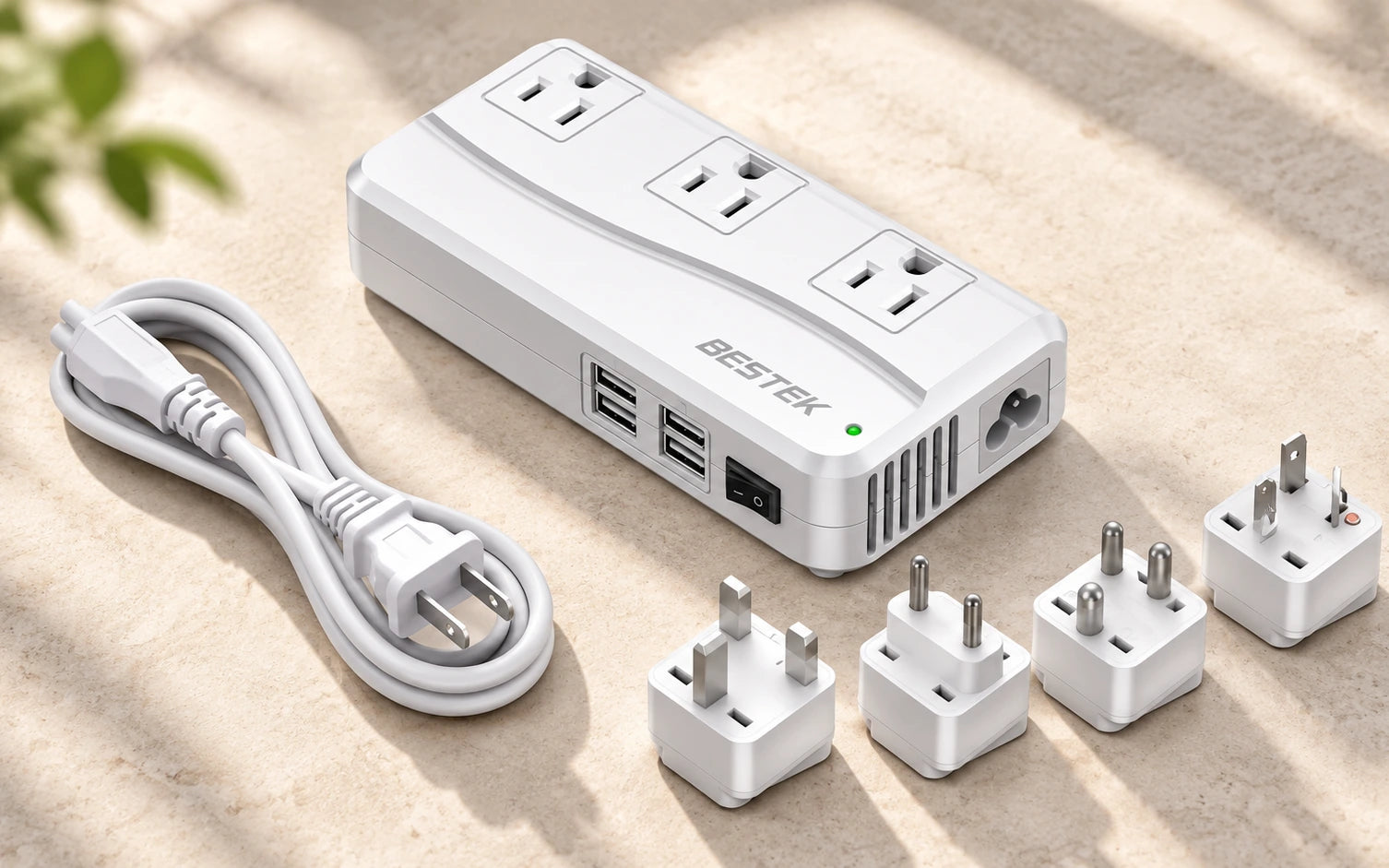 BESTEK Universal Travel Adapter and Voltage Converter with 4 USB Ports detail overview