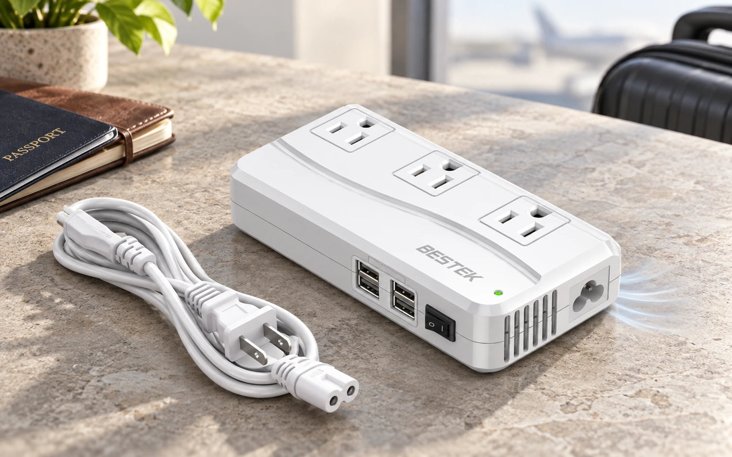BESTEK Universal Travel Adapter and Voltage Converter with 4 USB Ports construction and protection detail