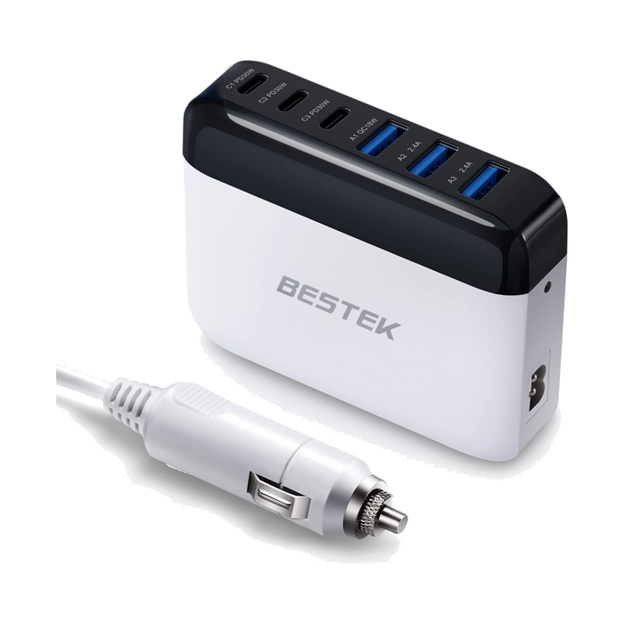 BESTEK 125W Multi-Port USB Car Charger with USB-C PD and QC 3.0