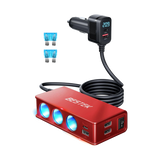 BESTEK 148W 9-in-1 Cigarette Lighter Splitter with 30W USB-C PD, Red