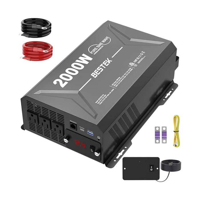 BESTEK 2000W Pure Sine Wave Power Inverter with Remote Control