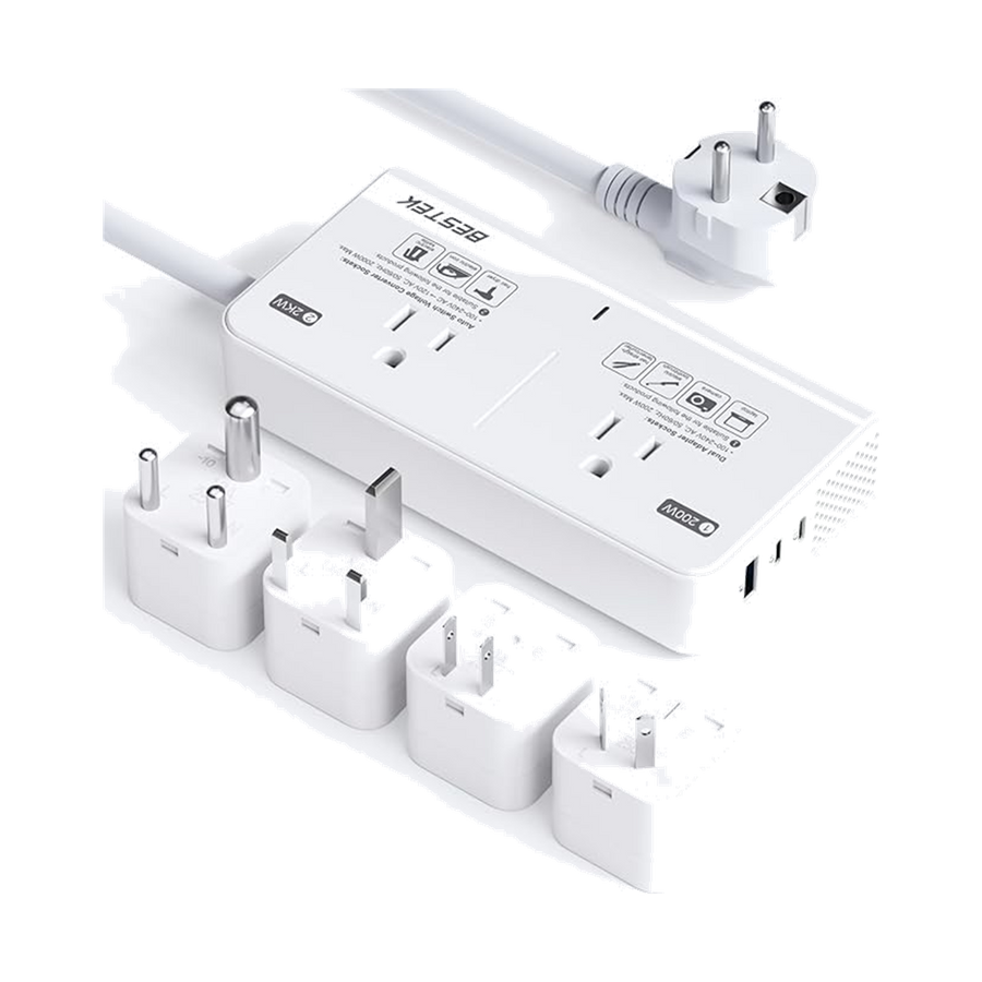 BESTEK 2000W Travel Voltage Converter with 2 AC Outlets and 3 USB Ports
