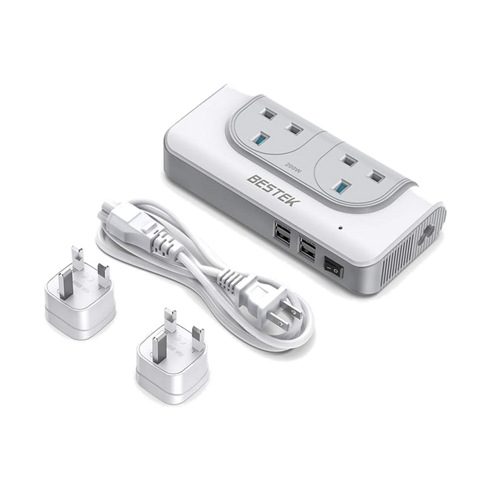 BESTEK 200W Step Up Voltage Converter 110V to 220V with 4-Port USB