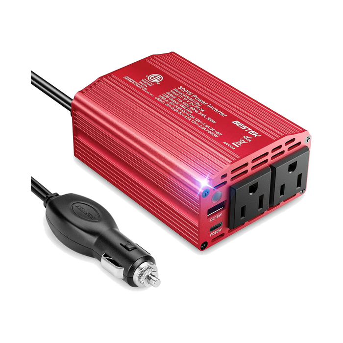 BESTEK 300W Car Power Inverter with 30W USB-C and Dual AC Outlets