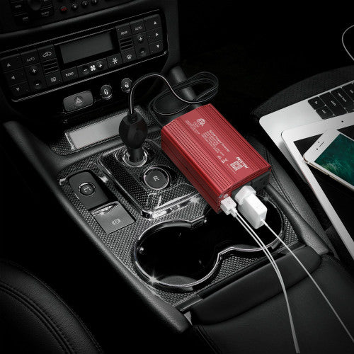 BESTEK 300W inverter — inverter and connected devices on a car console