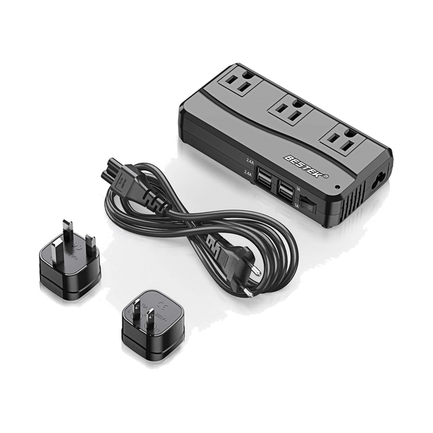 BESTEK 4-Port USB Voltage Converter 3 AC Outlets, UK/US/AU Plug