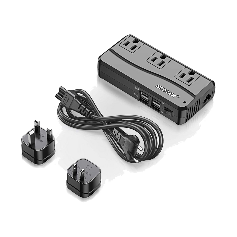 BESTEK 4-Port USB Voltage Converter 3 AC Outlets, UK/US/AU Plug