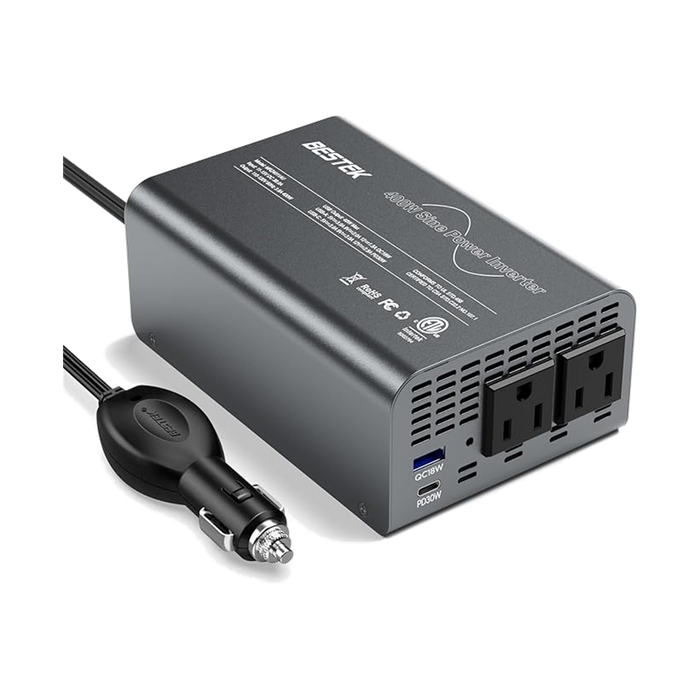 BESTEK 400W Pure Sine Wave Power Inverter DC 12V to AC 110V with PD30W USB-C QC 18W