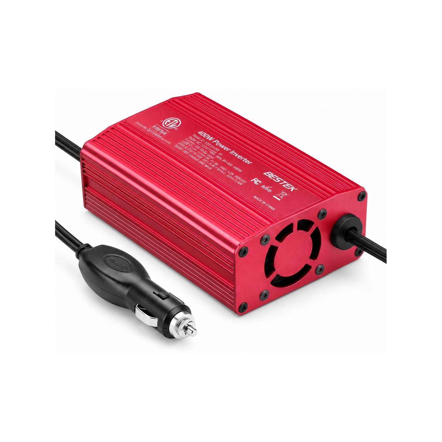BESTEK 400W Car Power Inverter with 30W USB-C and QC 3.0 - alternate rear product view