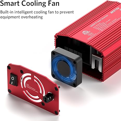 BESTEK 300W inverter — exploded rear view of the cooling fan