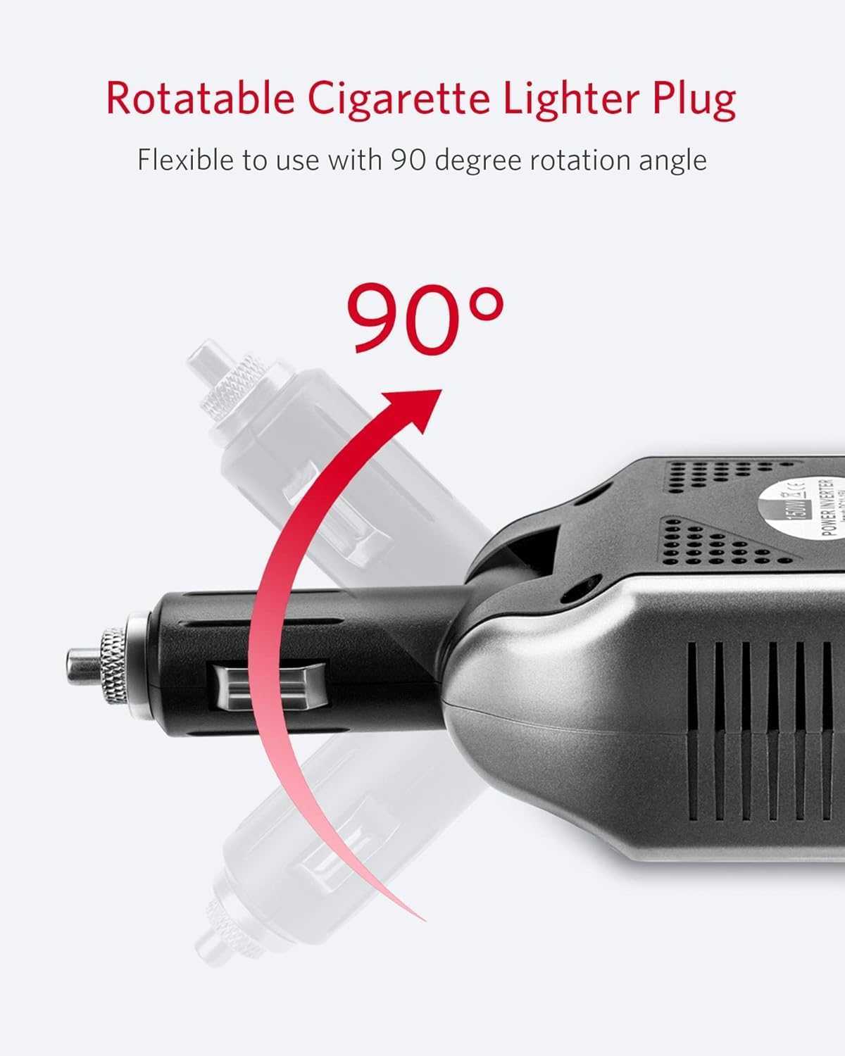 BESTEK 150W inverter — illustration of the rotating cigarette-lighter plug