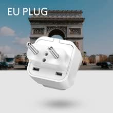 BESTEK power strip — European plug attachment beside a landmark