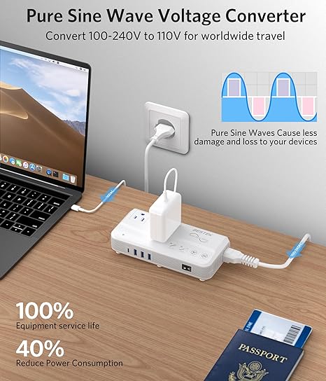 BESTEK 200W travel voltage converter — converter charging devices from a wall outlet