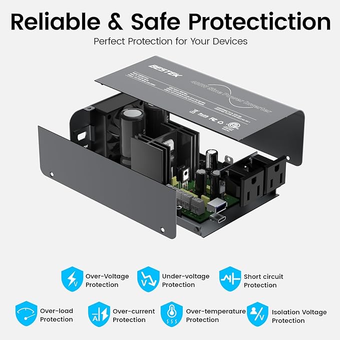 BESTEK 400W pure sine wave inverter — exploded view of the protection circuitry