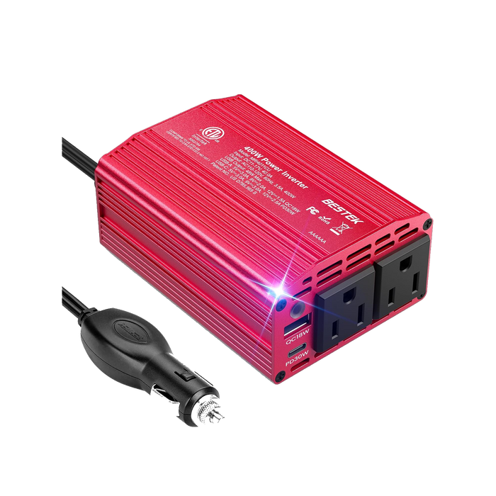 BESTEK 400W Car Power Inverter with 30W USB-C and QC 3.0