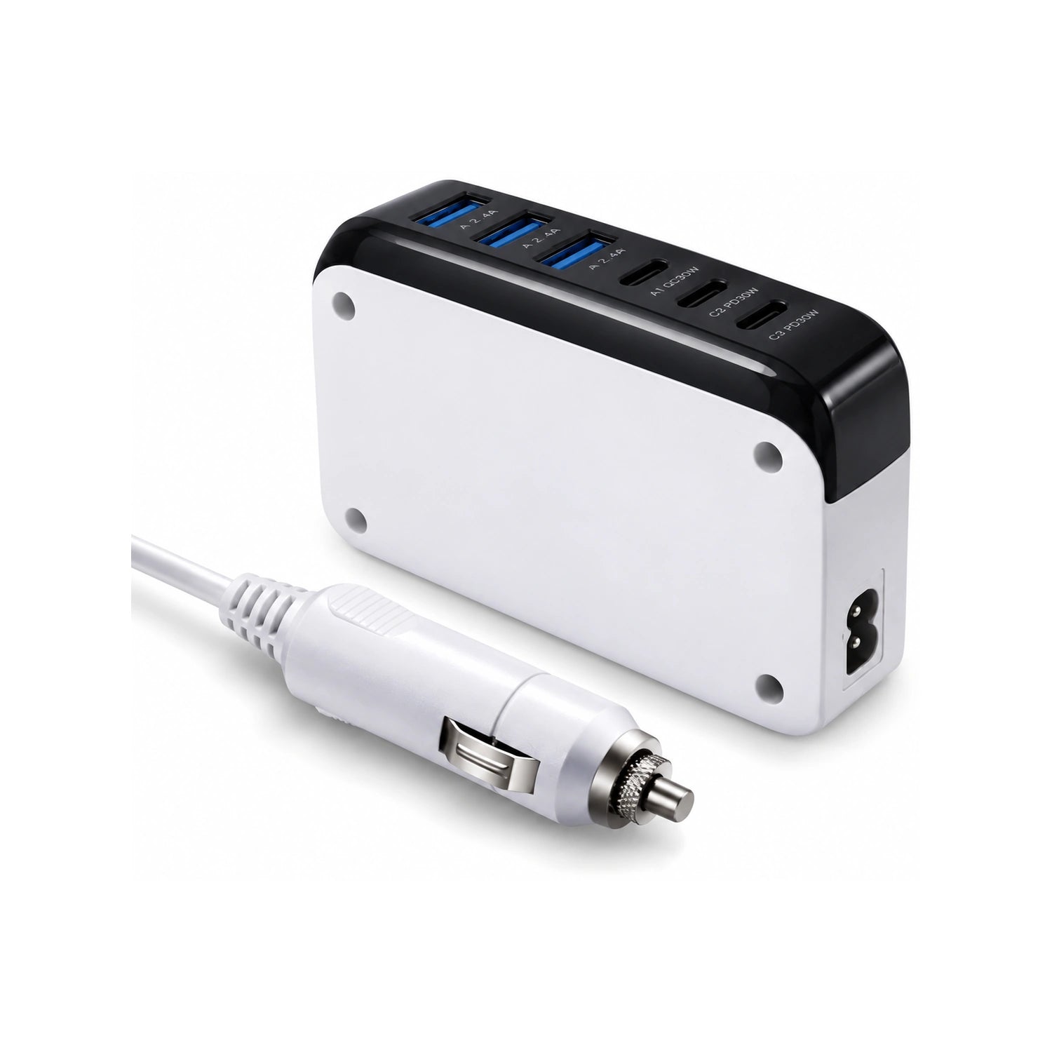 BESTEK 125W Multi-Port USB Car Charger with USB-C PD and QC 3.0 - alternate rear product view
