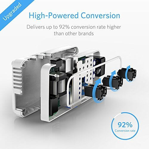 BESTEK travel voltage converter — exploded view of the white converter circuitry