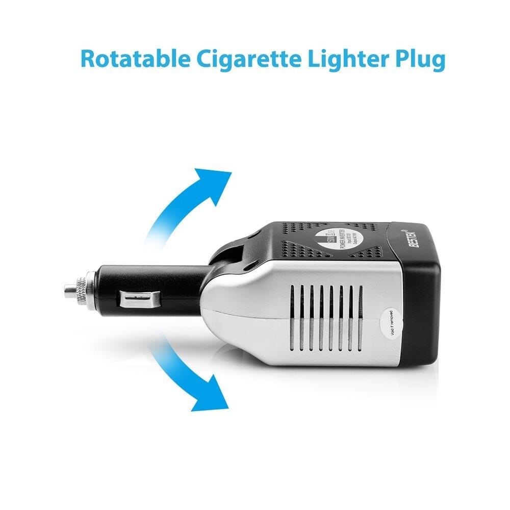 BESTEK 75W inverter — illustration of the rotating cigarette-lighter plug