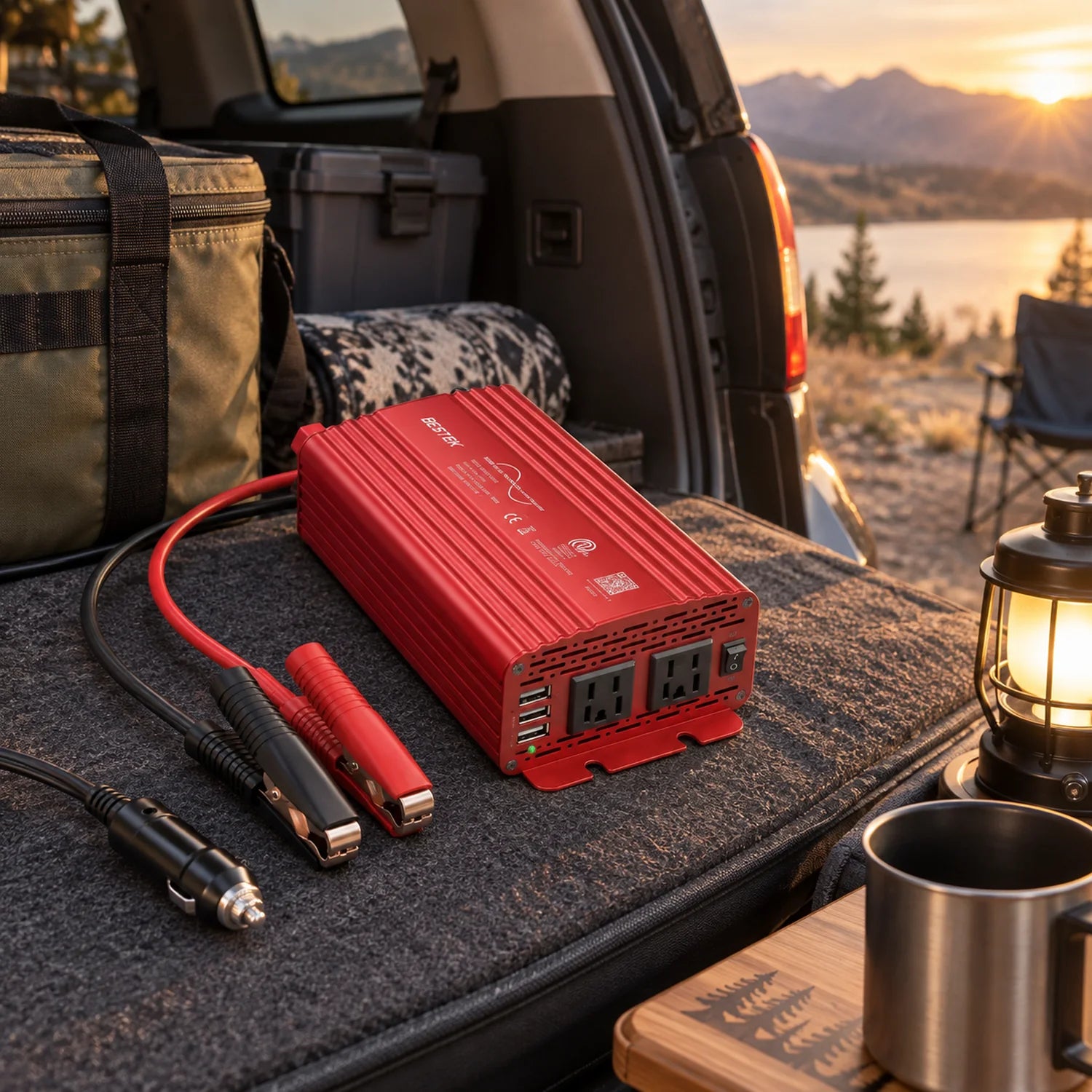 BESTEK 500W Pure Sine Wave Inverter with Dual USB-A in a use setting