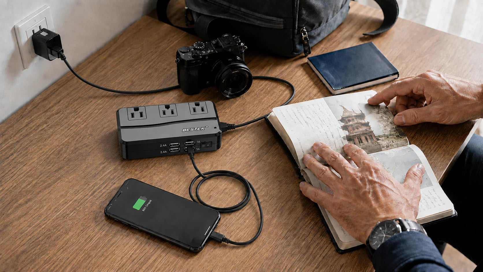 200W Travel Converter arranged in a matching use scene