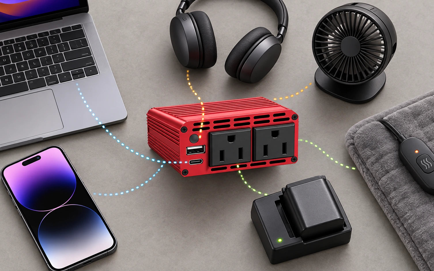 BESTEK 300W Car Power Inverter with 65W USB-C and QC3.0 Ports - 12V DC to 110V AC Converter model-specific setup