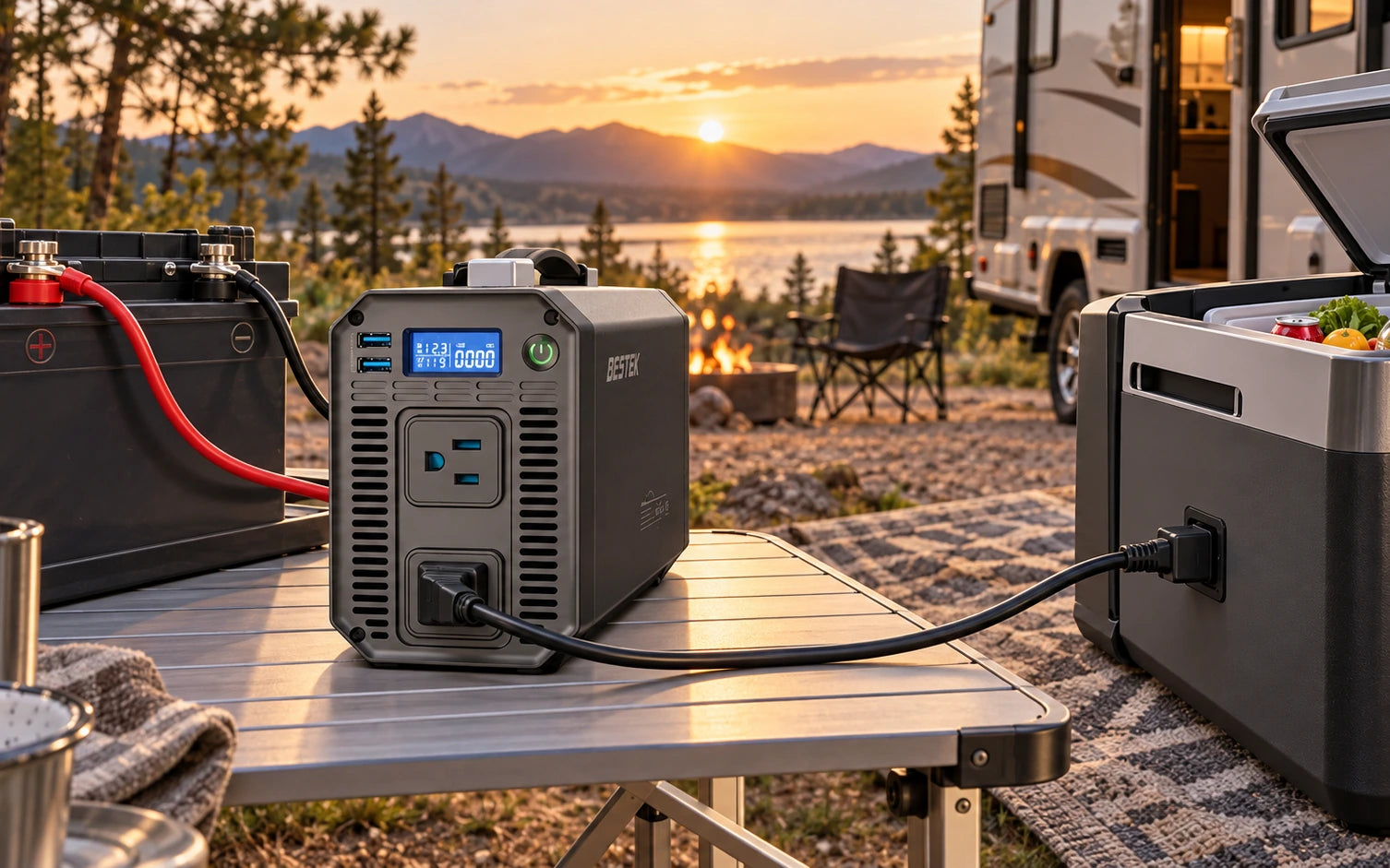 BESTEK DC 12V to 110V AC 1200W Power Inverter in a product-specific use setting