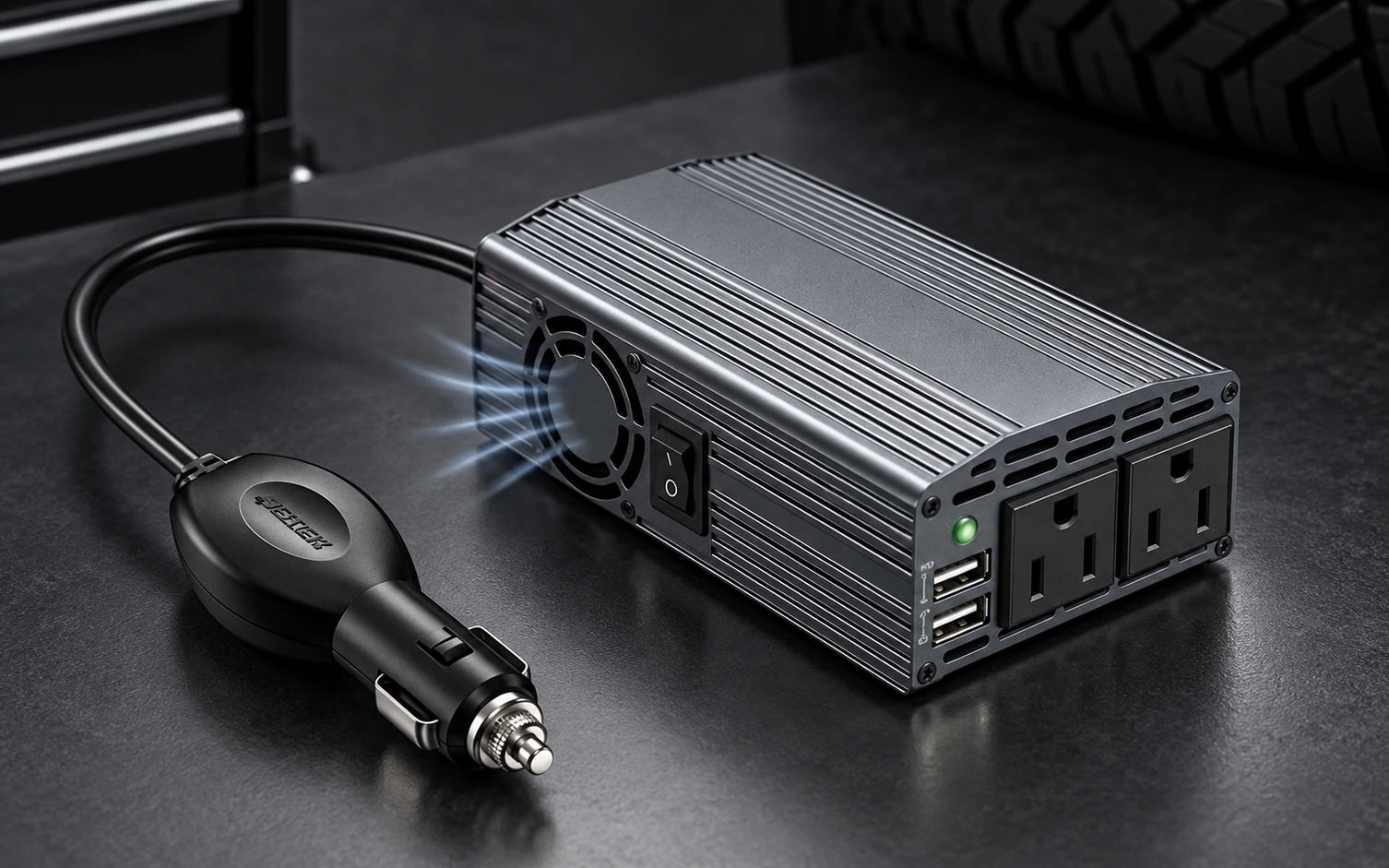 BESTEK 300W Power Inverter DC 12V to 110V AC Car Inverter with 4.2A (gray) model-specific setup