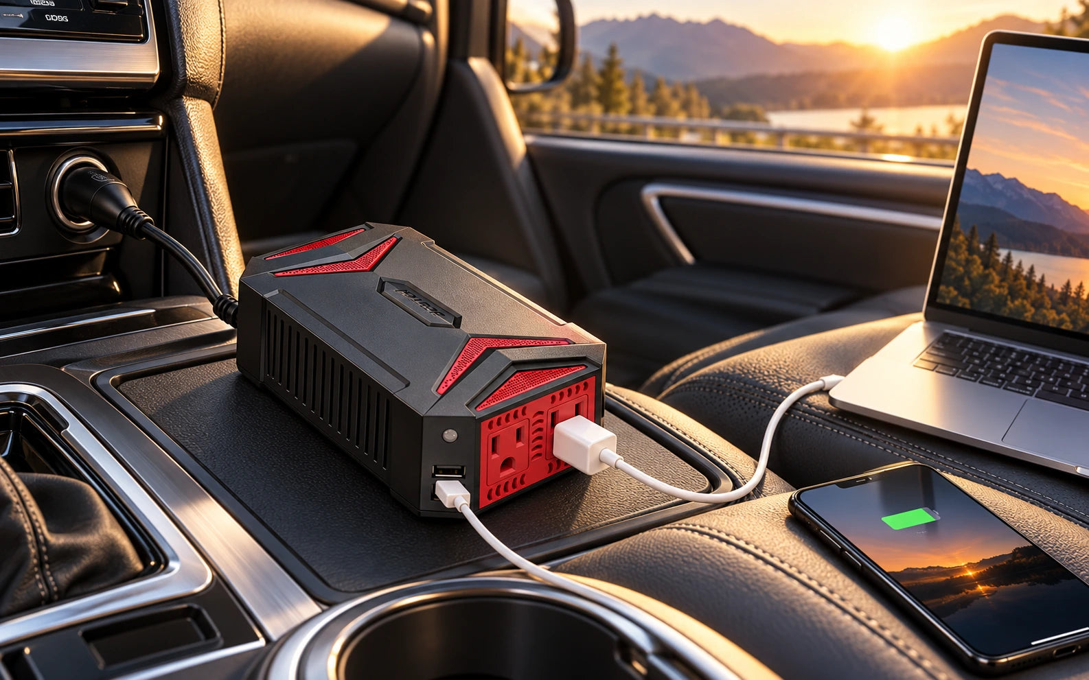 BESTEK 300W Pure Sine Wave with 4.2A 2 USB Power Inverter detail overview