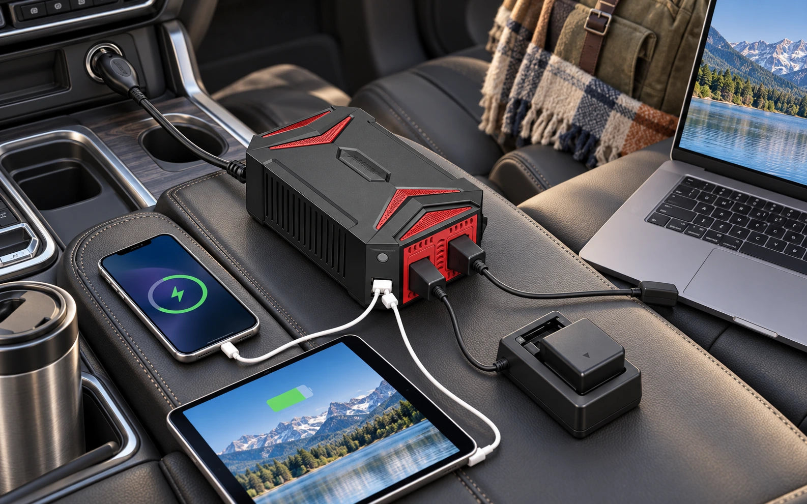 BESTEK 300W Pure Sine Wave with 4.2A 2 USB Power Inverter construction and protection detail