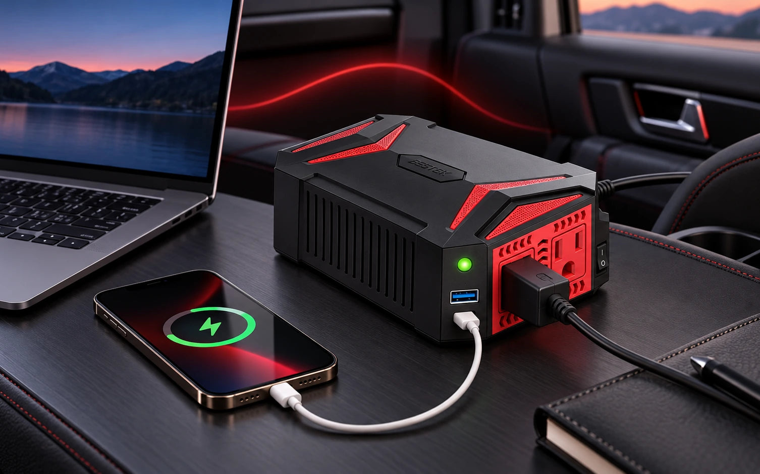 BESTEK 300W Pure Sine Wave Power Inverter with USB-C PD and USB-A Charging final product detail