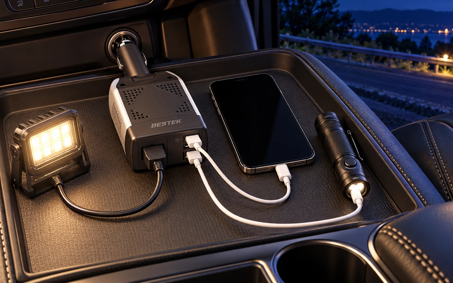 BESTEK 75W Power Inverter in a second product-specific use setting