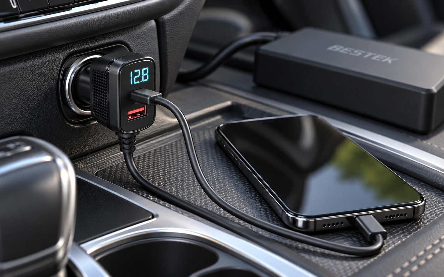 BESTEK 148W 9-in-1 Cigarette Lighter Splitter with USB-C PD final product detail