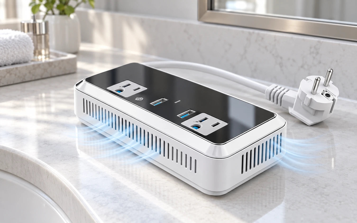 BESTEK 2000W Travel Voltage Converter with 2 USB Ports, White model-specific setup